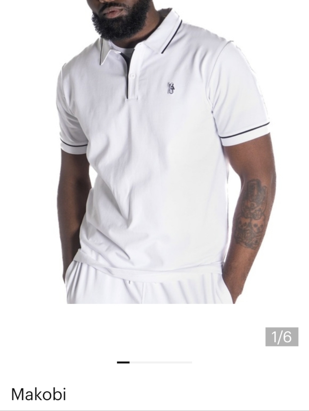 Makobi Men’s White Polo Shirt with Black Trim